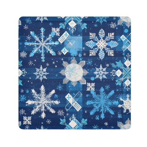 Yoogain Make-up-Tasche mit blauen Schneeflocken, selbstklebend, 55 x 55 cm, für Damen, Blaue Schneeflocken, 21.7x21.7in von Yoogain