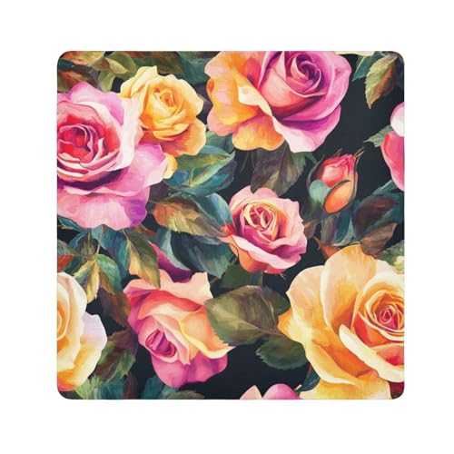 Yoogain Make-up-Tasche mit bunten Rosen, selbstklebend, Reise-Make-up-Organizer, 55 x 55 cm, für Organisation, Bunte Rosen, 21.7x21.7in von Yoogain