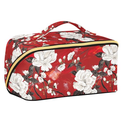 Yoogain Make-up-Taschen mit rotem Hintergrund und Trennwänden, stilvolle Make-up-Tasche für Damen, vertikal, freistehend Yoogain Make-up-Taschen mit rotem Hintergrund und Trennwänden, stilvolle Make-up-Tasche für Damen, vertikal, freistehend von Yoogain