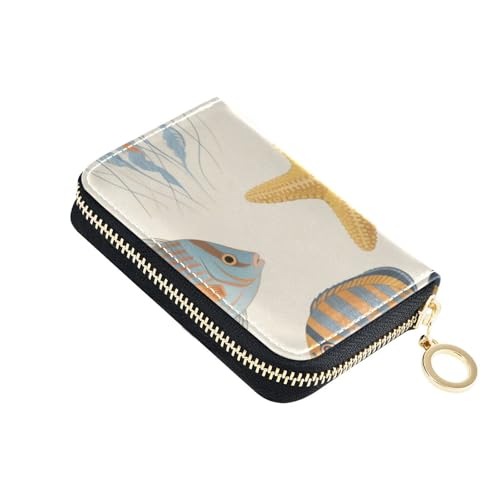 Yoogain Marine Animal Specimens Leder-Kreditkarten-Geldbörse für Herren mit RFID-blockierendem Kartenhalter mit Reißverschluss von Yoogain