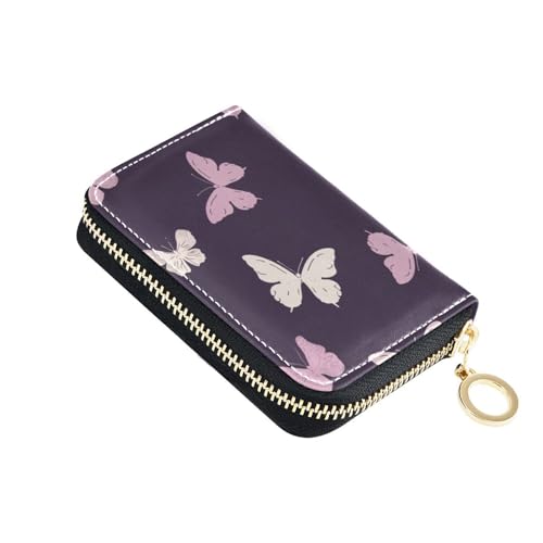 Yoogain Minimalistisches Kartenetui aus Leder mit 2 Geldfächern, RFID-blockierendem Kreditkartenetui für Herren, mit Reißverschluss von Yoogain