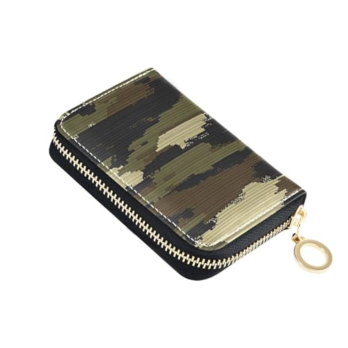Yoogain Moderne Geldbörse aus Leder, mit RFID-blockierendem Kreditkartenetui mit Reißverschluss, Armeegrün, Camouflage-Muster von Yoogain