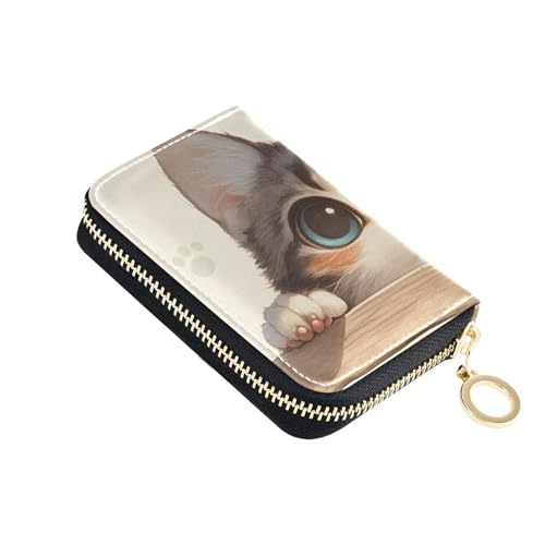 Yoogain Niedliche Cartoon-Katzen-Geldbörse aus Leder für Damen, mit 2 Geldfächern, RFID-blockierendem Kreditkartenetui für Damen, mit Reißverschluss von Yoogain
