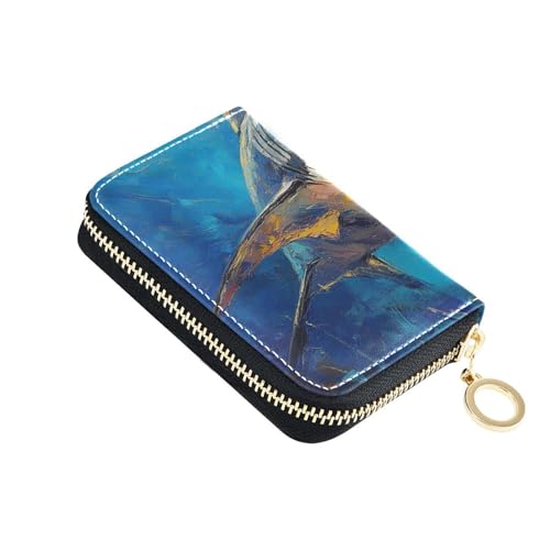 Yoogain Ocea Sea Shark Leder-Kartenetui für Damen, mit 2 Geldfächern, RFID-blockierendem Kartenhalter mit Reißverschluss von Yoogain