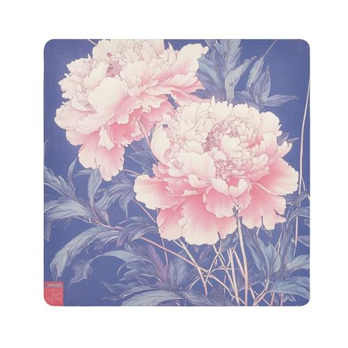 Yoogain Personalisierbare, hellrosa und Blumen und weiße Pfingstrosen, Reisetasche, Kamera-Objektivtuch, selbstklebend, Reise-Make-up, Organizer, 55 x 55 cm, Wickeltasche für Damen, Hellrosa und von Yoogain