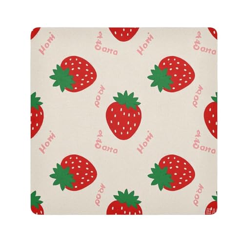 Yoogain Personalisierbare, niedliche Cartoon-Erdbeer-Beige-Reisetaschen, Stoff, tragbar, Make-up-Organizer für Reisen, 55 x 55 cm, Niedliches Cartoon-Erdbeer-Beige, 21.7x21.7in von Yoogain