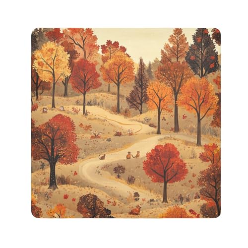 Yoogain Personalisierbare Kosmetiktasche mit Herbstmotiven, selbstklebend, Reise-Kulturbeutel, Organizer, 55 x 55 cm, Verpackung für Organisation, Personalisierte Tiere, 21.7x21.7in von Yoogain