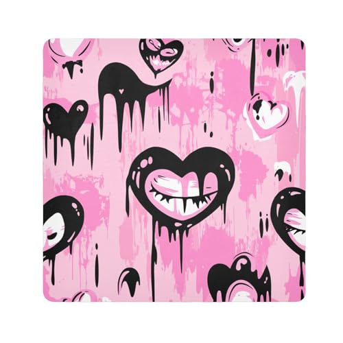 Yoogain Personalisierbare Kosmetiktasche mit Pfirsichherz, Anime-Cartoon-Augen, Schutztasche, Organizer, 55 x 55 cm, Kosmetik-Organizer für Reisen, Pfirsichherz, Anime, Cartoon-Augen, 21.7x21.7in von Yoogain