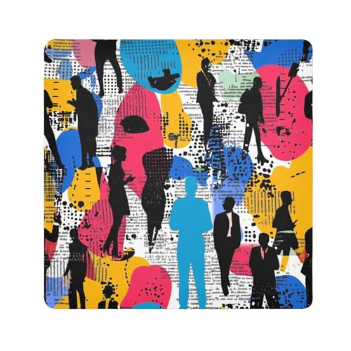 Yoogain Personalisierbare Kosmetiktaschen für Damen, Silhouette, Kunst, Straße, Stoff, magischer Aufkleber, Make-up-Organizer, 55 x 55 cm, Menschen-Silhouette, Kunststraße, 21.7x21.7in von Yoogain