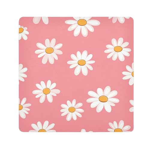 Yoogain Personalisierbare Make-up-Tasche, Motiv: Gänseblümchen, Pfirsichfarben, selbstklebend, Reise-Make-up-Organizer, 55 x 55 cm, Kosmetik-Organizer für Reisen, Gänseblümchen Pfirsich Valentinstag, von Yoogain