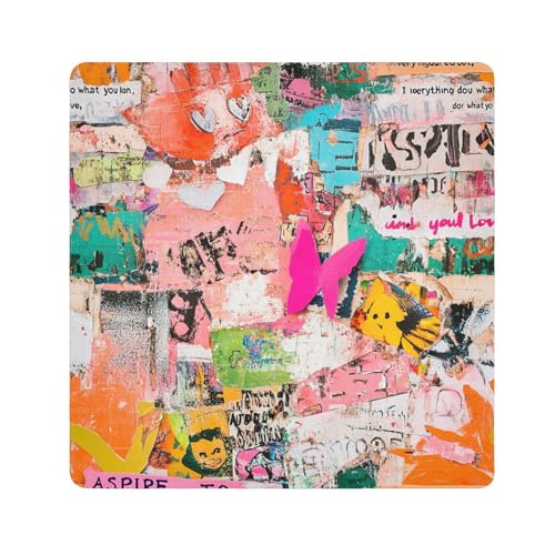 Yoogain Personalisierbare Make-up-Tasche, Motiv: Schmetterling, bunt, Kunstwörter, Stoff, selbstklebend, Reise-Make-up-Organizer, 55 x 55 cm, Verpackung für Organisation, Schmetterling, bunte von Yoogain