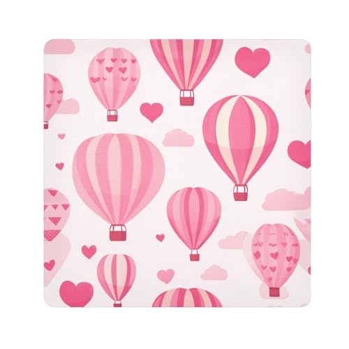 Yoogain Personalisierbare Make-up-Tasche mit Heißluftballon, Hot Pink, zum Valentinstag, für Kamera, Objektiv, tragbar, Reise-Make-up-Organizer, 55 x 55 cm, Wickeltasche für Damen, Heißballon HotPink von Yoogain
