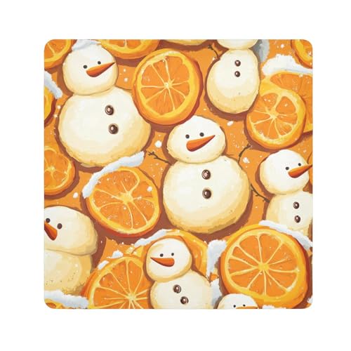 Yoogain Personalisierbare Make-up-Tasche mit Schneemännern, orangefarbene Früchte, Stoff, schützender Schmuck-Organizer, Wickeltasche für Damen, 55 x 55 cm, Schneemänner, Orangenfrüchte, 21.7x21.7in von Yoogain