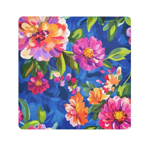 Yoogain Personalisierbare Reisetasche, Motiv: Nelke, Zinnie, Pfingstrosen, Königsblau, Kamera-Objektivtuch, tragbarer Reise-Organizer, 55 x 55 cm, Verpackung für Toilettenartikel, Blumen Nelke Zinnia von Yoogain