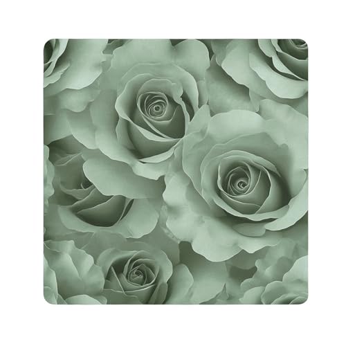 Yoogain Personalisierbare grüne Valentinstags-Rosen, Reisetaschen, Stoff, selbstklebend, Schmuck-Organizer, Verpackung, 55 x 55 cm, für Make-up für Damen, Grüne Valentinsrosen, 21.7x21.7in von Yoogain