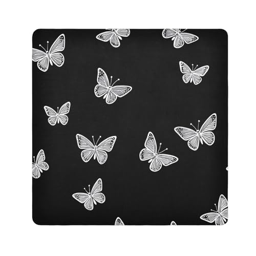 Yoogain Personalisierbare weiße ButterflyToilettenartikel-Taschen, Stoff, selbstklebend, Reise-Make-up, Organizer, Verpackung, 55 x 55 cm, Verpackung für Organisation, Weißer Schmetterling, von Yoogain