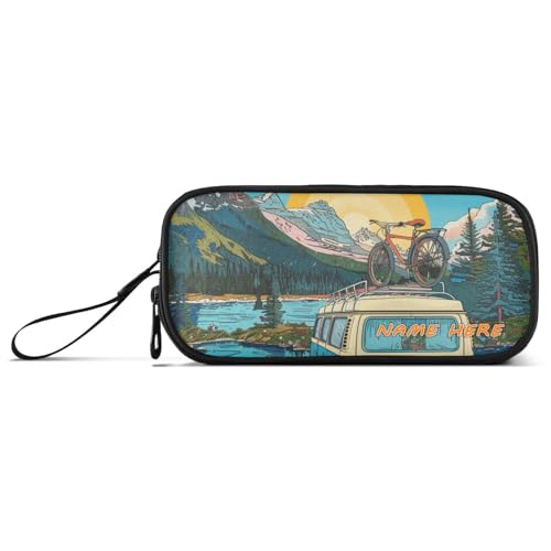 Yoogain Personalisierbares, charmantes Nylon-Federmäppchen, großes Fassungsvermögen, großes Reißverschluss-Federmäppchen, Schreibwaren-Organizer für elementare Teenager von Yoogain