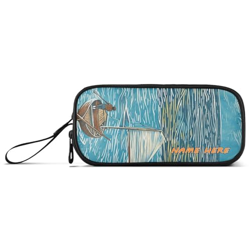 Yoogain Personalisierbares Federmäppchen mit Meeresboot-Minimalismus, Nylon, große Kapazität, Schulmäppchen, Schreibwaren-Tasche für elementare Teenager, Mädchen von Yoogain