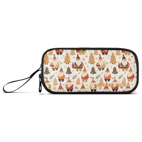Yoogain Personalisierbares Federmäppchen mit Weihnachtsmann-Motiv, niedliches Cartoon-Nylon, Reißverschluss, hohe Kapazität, Federmäppchen, Schreibwaren-Organizer für adrette Schule, Teenager von Yoogain