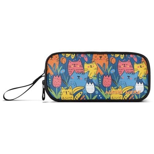 Yoogain Personalisierbares Federmäppchen mit interessanter Katze, Graffiti, Nylon, große Kapazität, Schulmäppchen, Schreibwaren-Organizer für Büro, Jugendliche von Yoogain