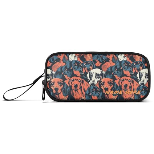 Yoogain Personalisierbares Federmäppchen mit niedlichem Dackel-Motiv, Nylon, großes Fassungsvermögen, für Schule, Teenager, Mädchen Yoogain Personalisierbares Federmäppchen mit niedlichem Dackel-Motiv, Nylon, großes Fassungsvermögen, für Schule, Teenager, Mädchen von Yoogain