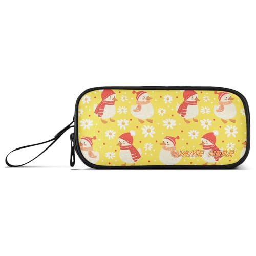 Yoogain Personalisierbares Federmäppchen mit niedlichem Enten-Cartoon-Illustration, Nylon, großes Fassungsvermögen, Federmäppchen, Organizer, Schreibwaren-Tasche für Schule, Teenager von Yoogain