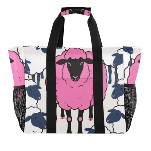 Yoogain Pink Sheep Are Unique Fun Utility Bag For Trunk Collapsable Beach Tote With Pockets Reusable Grocery Bags with Handles Laundry Totes, Pink Sheep Are Unique Fun, 1 size von Yoogain