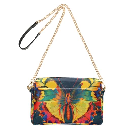 Yoogain Psychedelic Bunte Schmetterlings-Umhängetasche, klein, veganes Leder, Damen, lässige Geldbörse, Reißverschluss, Handtasche für Reisen Yoogain Psychedelic Bunte Schmetterlings-Umhängetasche, klein, veganes Leder, Damen, lässige Geldbörse, Reißverschluss, Handtasche für Reisen von Yoogain