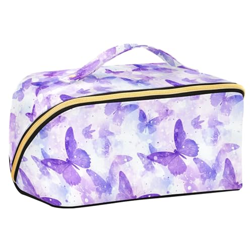 Yoogain Purple Dreamy Butterfly Kosmetiktasche mit Trennwänden, Essentials Kosmetiktasche für Damen, mit Fächern und Griff Yoogain Purple Dreamy Butterfly Kosmetiktasche mit Trennwänden, Essentials Kosmetiktasche für Damen, mit Fächern und Griff von Yoogain