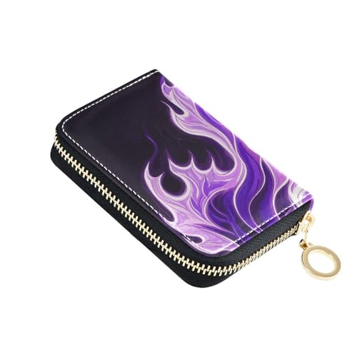 Yoogain Purple Fire Gorgeous Combustion Leder-Kartenetui für Damen, mit RFID-blockierendem Kreditkartenetui mit Reißverschluss von Yoogain