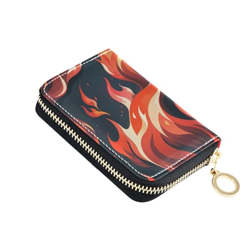 Yoogain Red Fire Gorgeous Combustion Leder-Kartenetui für Damen, mit RFID-blockierendem Kreditkartenetui mit Reißverschluss Yoogain Red Fire Gorgeous Combustion Leder-Kartenetui für Damen, mit RFID-blockierendem Kreditkartenetui mit Reißverschluss von Yoogain