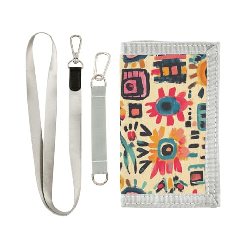 Yoogain Retro-Herren-Geldbörse im Bohemian-Stil mit Umhängeband, Bohemian Style Elements Retro, 1 size, modisch von Yoogain