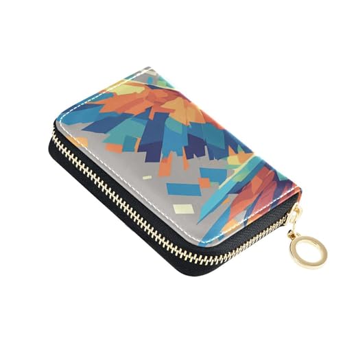 Yoogain Retro Papagei Schlichtes Kreditkartenetui aus Leder mit 9 Kartenfächern, RFID-blockierendem Kreditkartenetui für Damen, mit Reißverschluss von Yoogain