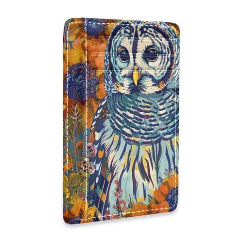 Yoogain Schlanke Geldbörse mit Eulen-Motiv, Leder, mit Geldfach, RFID-blockierend, für Damen und Herren von Yoogain
