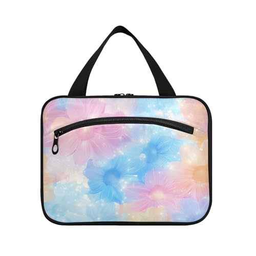 Yoogain Schöne Blumenhängetasche für Damen mit Haken, waschbare Designer-Make-up-Tasche für Reiseutensilien, Reiseutensilien, Bolsa, Para, Guardar, Maquillaje L, Schöne Blumen, Large von Yoogain