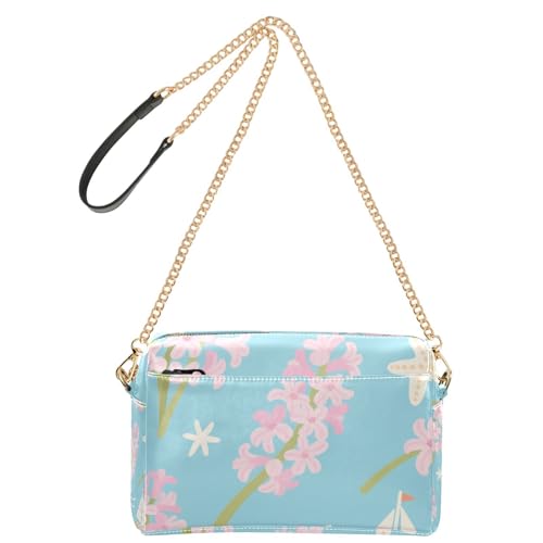 Yoogain Schöne bunte Blumen-Umhängetasche für Damen, veganes Leder, Geldbörse, Reißverschluss, Schultertasche, Crossover-Tasche von Yoogain