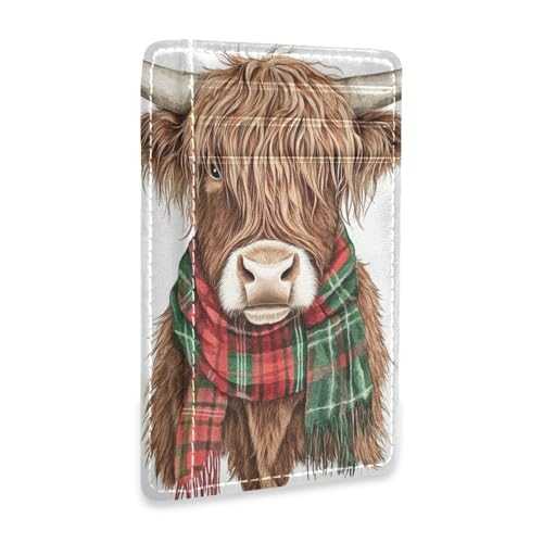 Yoogain Schottischer Highland-Rinder-Schal, dünne Geldbörse für Damen, schmal, mit Geldklammer, RFID-blockierend, schmaler Kartenhalter für Damen und Herren von Yoogain