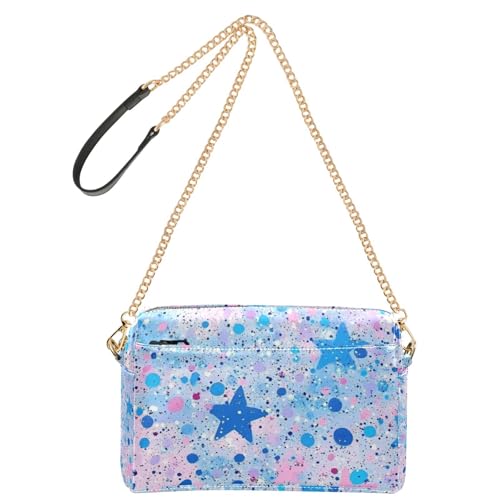 Yoogain Stars Dreamy Bunte kleine Umhängetasche für Damen, veganes Leder, lässige Geldbörsen, Reißverschluss, Schultertasche, Crossover-Tasche von Yoogain