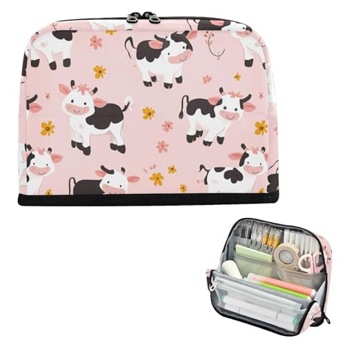 Yoogain Stifthalter, großes Fassungsvermögen, Make-up-Organizer, Box mit Reißverschluss, für Krankenschwestern, Kindergarten, Cartoon, niedliche Kuh, Rosa Yoogain Stifthalter, großes Fassungsvermögen, Make-up-Organizer, Box mit Reißverschluss, für Krankenschwestern, Kindergarten, Cartoon, niedliche Kuh, Rosa von Yoogain