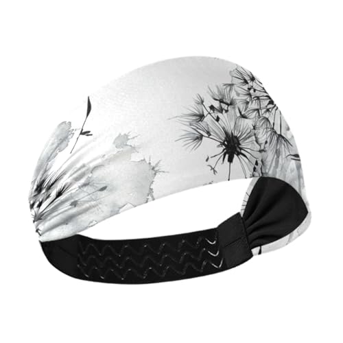 Yoogain Traditionelle chinesische Tuschemalerei, Löwenzahn, Asche, rutschfest? Dicke Stirnbänder, dehnbare Schweißbänder für den Kopf zum Waschen des Gesichts, Radfahren, Volleyball, Waschen des von Yoogain