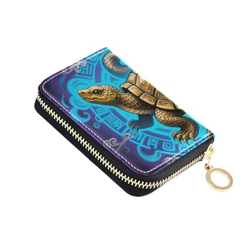 Yoogain Turtle Snake Herren-Geldbörse mit acht Diagrammen, Leder, mit 2 Geldfächern, RFID-blockierend, mit Reißverschluss, Violett von Yoogain