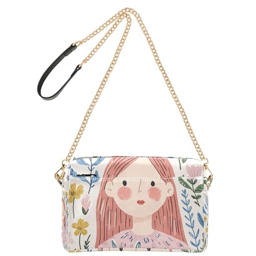 Yoogain Umhängetasche für Damen, Motiv: Katze, Blumenmuster, veganes Leder, wasserdicht, Schultertasche für Damen von Yoogain