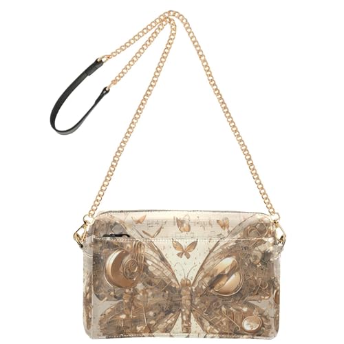 Yoogain Umhängetasche für Damen, mechanisch, Schmetterling, Musiknoten, Roségold, klein, veganes Leder, modische Geldbörse, wasserdicht, Schultertasche Yoogain Umhängetasche für Damen, mechanisch, Schmetterling, Musiknoten, Roségold, klein, veganes Leder, modische Geldbörse, wasserdicht, Schultertasche von Yoogain