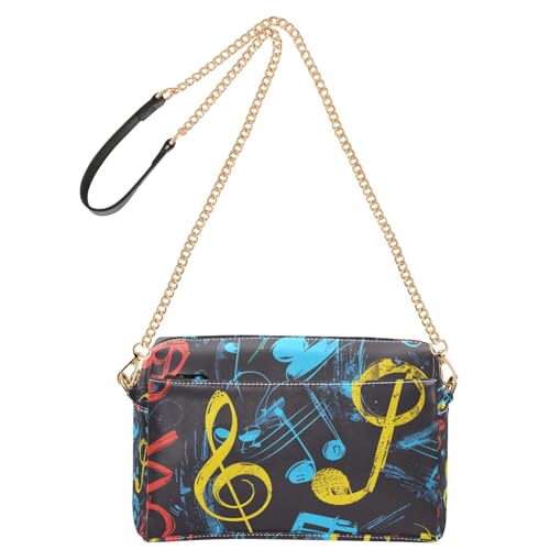 Yoogain Umhängetasche mit Graffiti-Musiknoten, klein, veganes Leder, modische Geldbörse, wasserdicht, Schulterhandtaschen von Yoogain