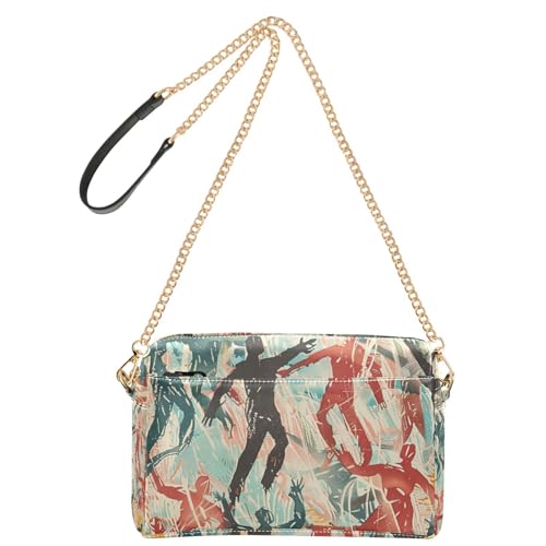 Yoogain Umhängetasche mit buntem Personen-Druck, kleine Taschen für Damen, veganes Leder, wasserdicht, Schulter-Handtasche für Reisen von Yoogain