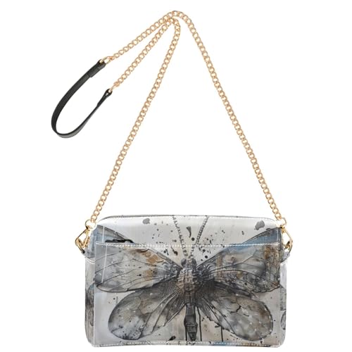 Yoogain Vantage Umhängetasche mit Schmetterlings-Motiv, klein, veganes Leder, wasserdicht, Schulterhandtaschen von Yoogain