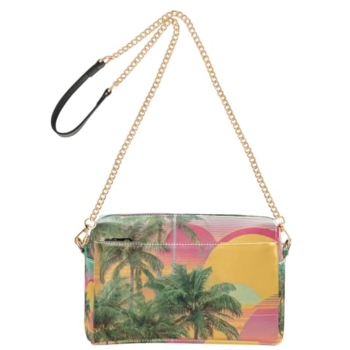 Yoogain Vapor Wave Style Tropical Tree Sun Crossbody-Tasche für Damen, veganes Leder, lässige Geldbörse, Reißverschluss, Schultertasche, Handtasche für Reisen Yoogain Vapor Wave Style Tropical Tree Sun Crossbody-Tasche für Damen, veganes Leder, lässige Geldbörse, Reißverschluss, Schultertasche, Handtasche für Reisen von Yoogain