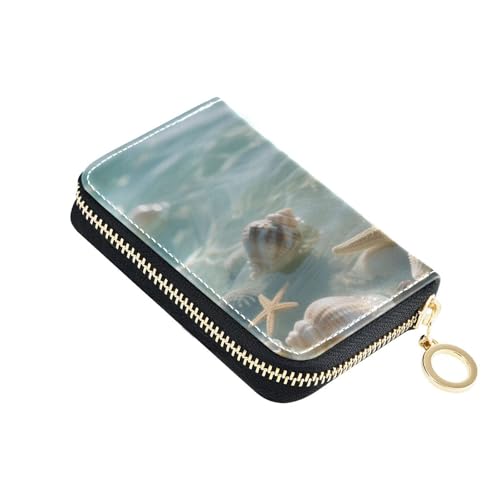 Yoogain Weißes Kartenetui aus Leder für Damen mit 2 Geldfächern, RFID-blockierendem Kreditkarten-Organizer mit Reißverschluss von Yoogain