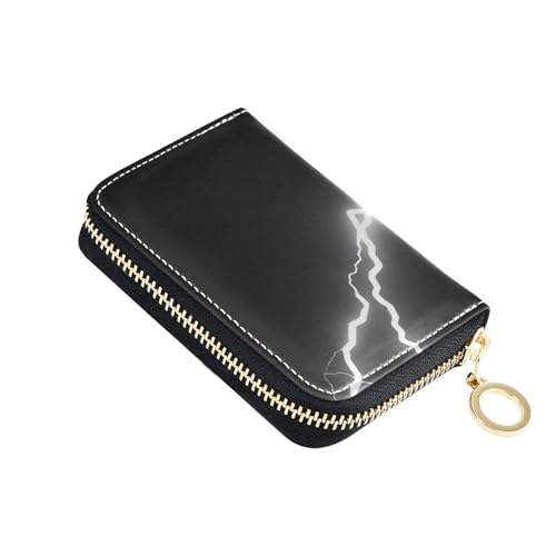 Yoogain Weißes Lightning-Leder-Kartenetui für Damen, mit 2 Geldfächern, RFID-blockierend, kleines Kreditkartenetui für Damen, mit Reißverschluss von Yoogain