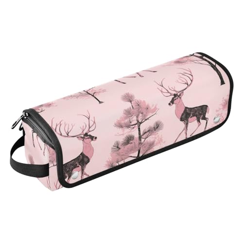 Yoogain Werkzeug-Reisetasche mit hitzebeständiger Matte, Tragetasche, flacher Lockenstab, wasserdichter Organizer für Lockenstab Glätteisen, flacher Haartrockner, Pfirsich-Rentier, Dschungel, tragbar von Yoogain